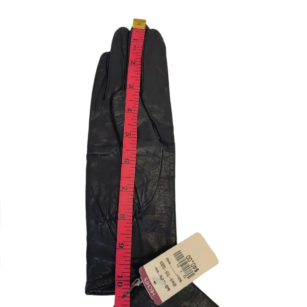 NWT Vintage Grandoe Womens Black Leather Gloves L